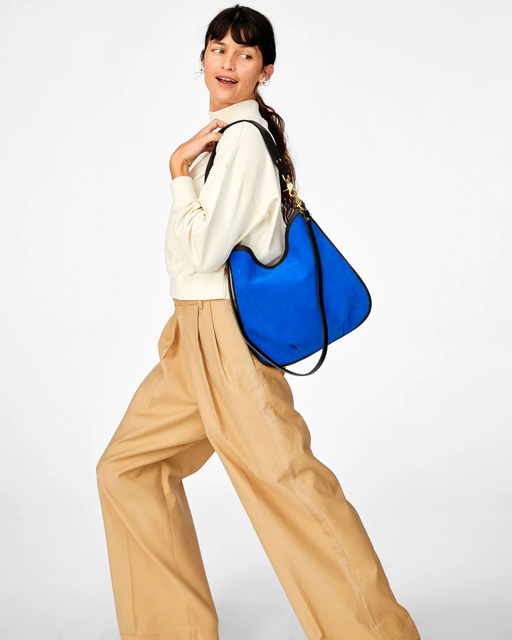 Clare V - Veronique in Electric Blue w/ Black Lamba Border