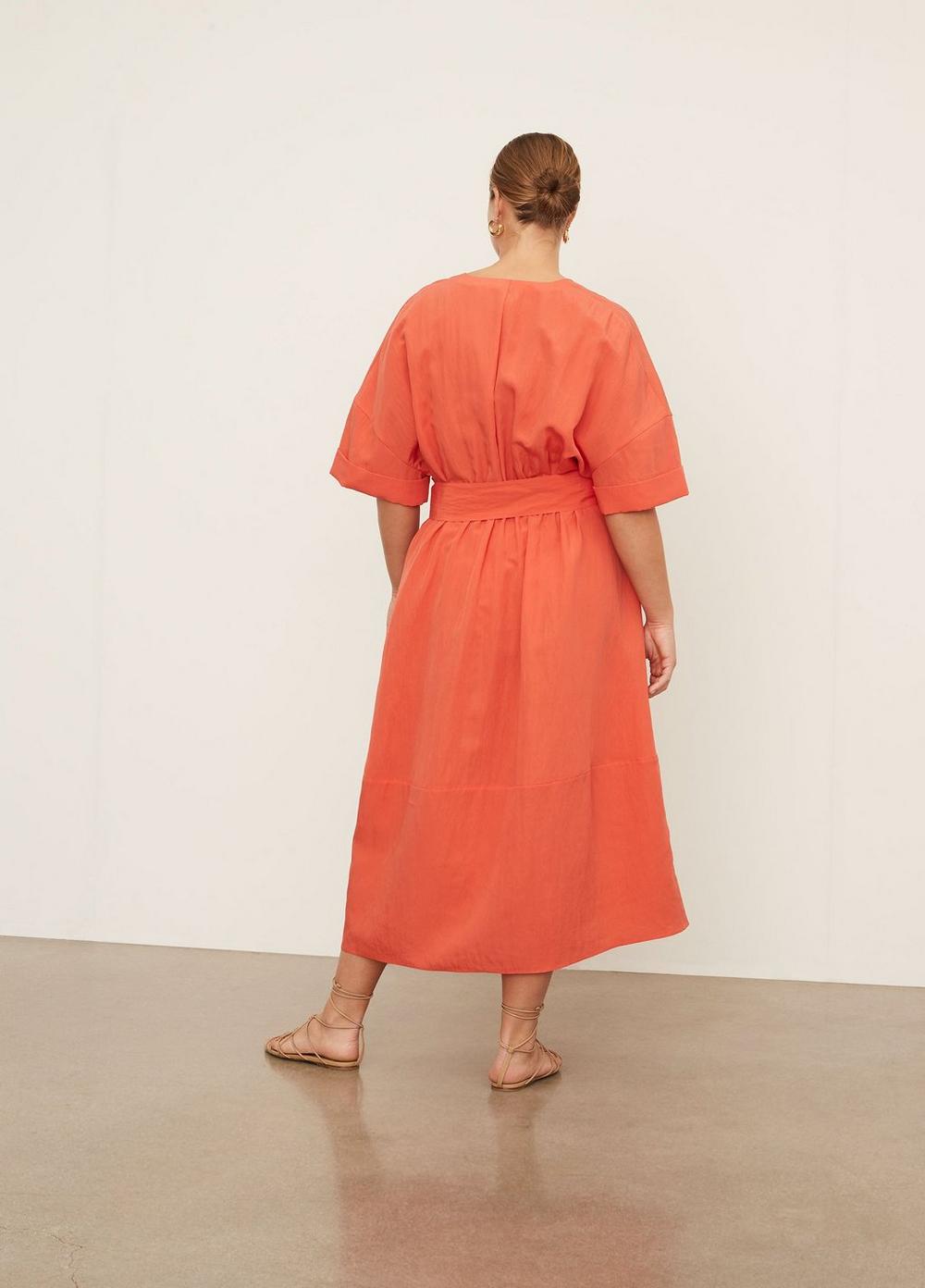 Vince - Cuffed Short Sleeve V-Neck Dress in Burnt Orchid Dresses