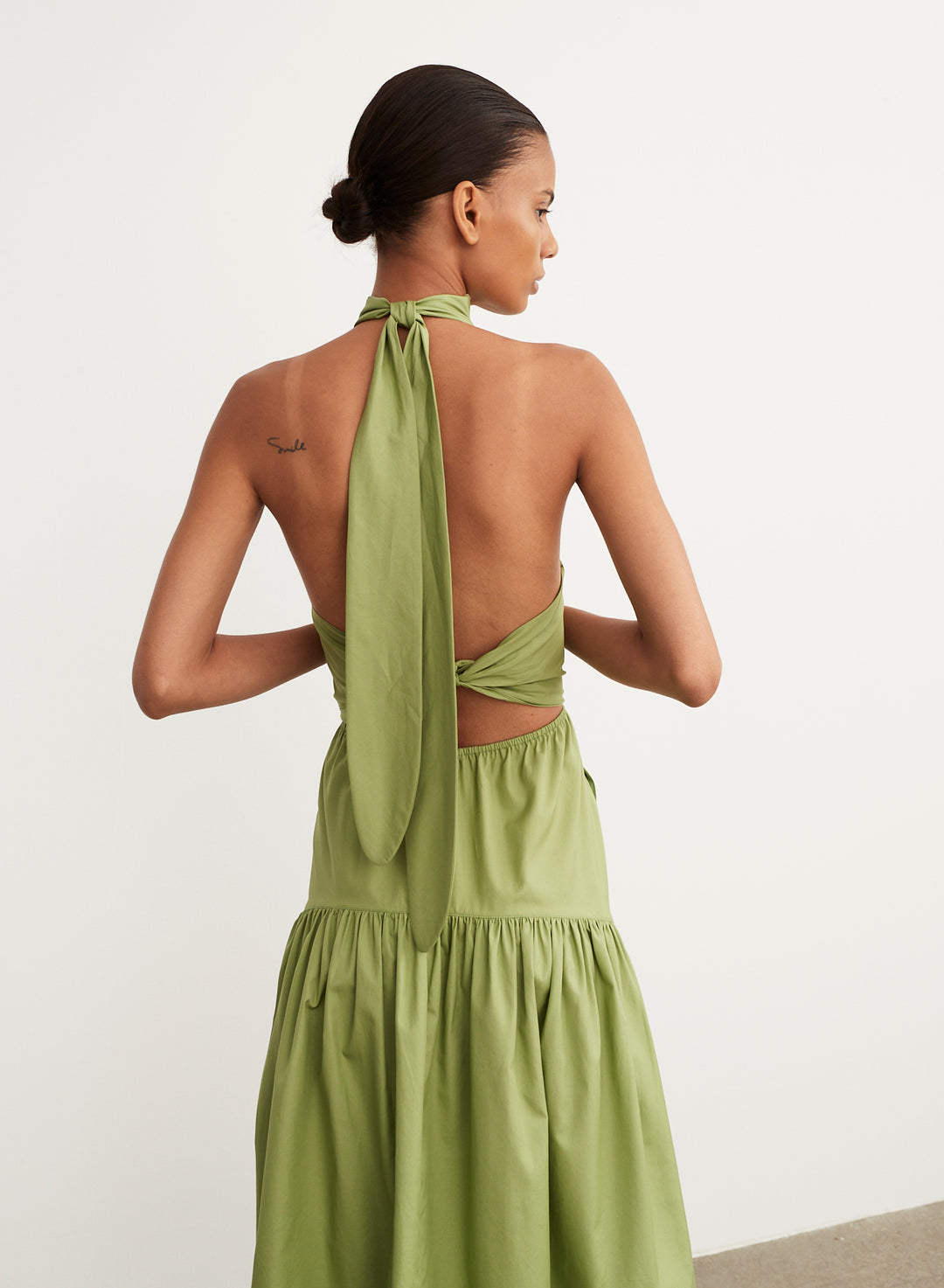 Vince - Draped Neck Halter Dress in Pistachio Dresses