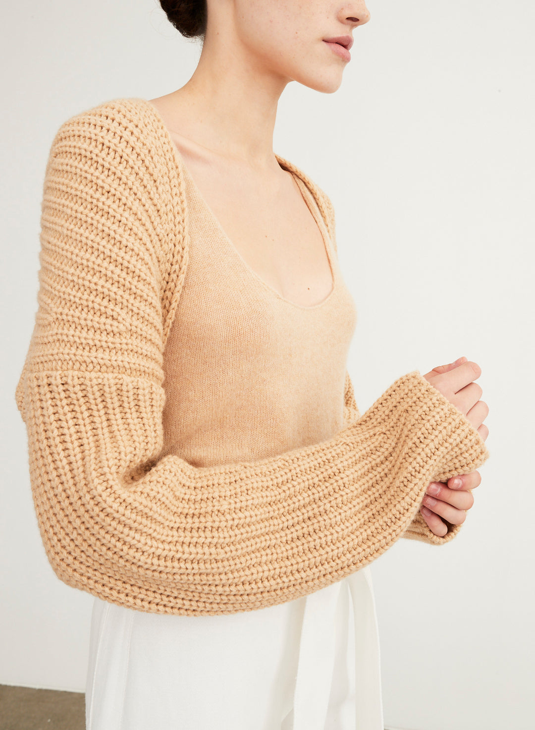 Vince - Lofty Rib Bolero in Light H Brass Cardigans