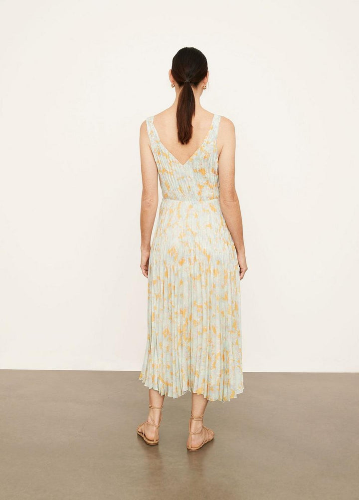 Vince - Lotus V-Neck Pleated Slip Dress in Warm Sand Dresses