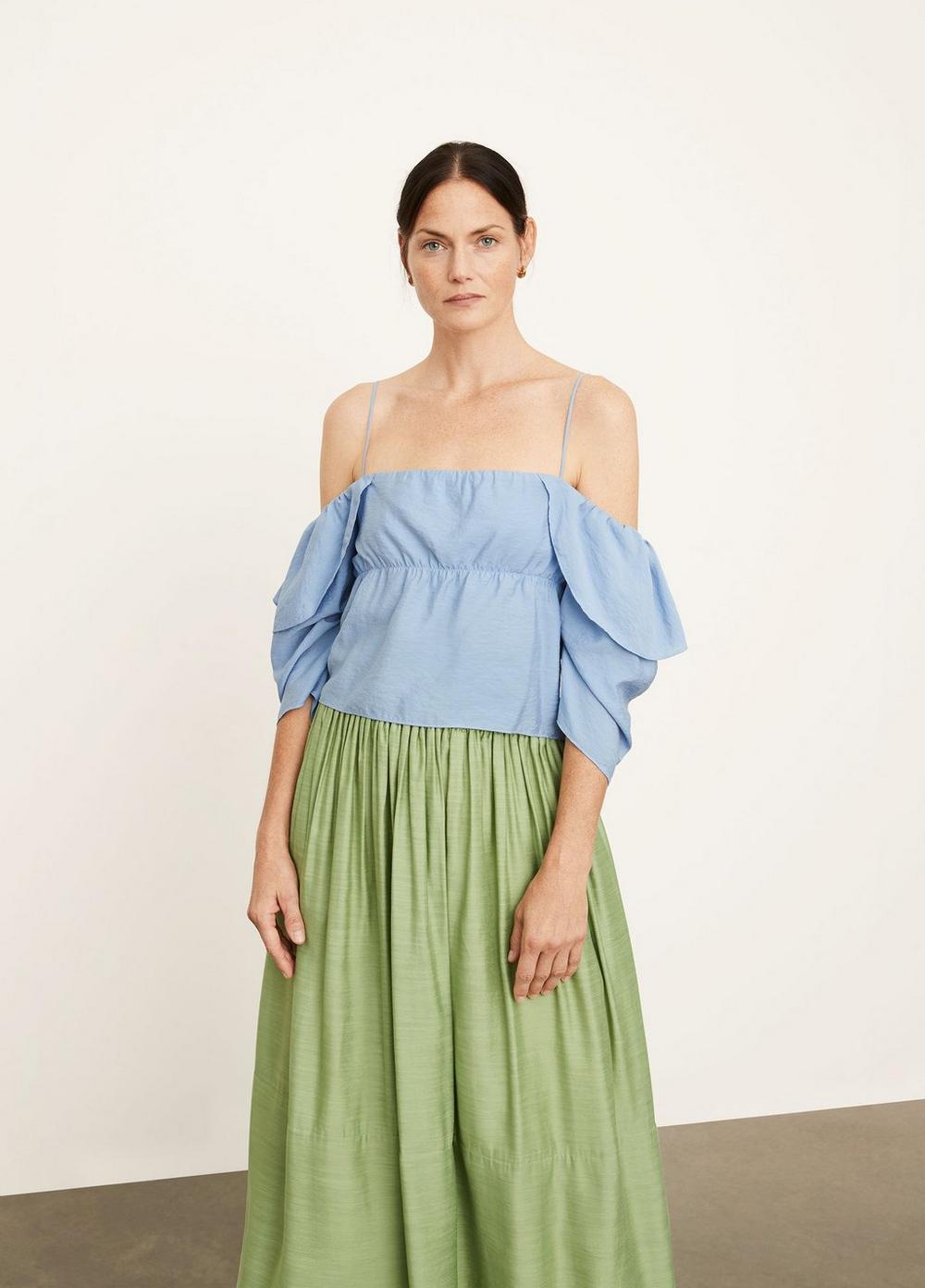 Vince - Paneled Off Shoulder Cami in Vista Blue Tops