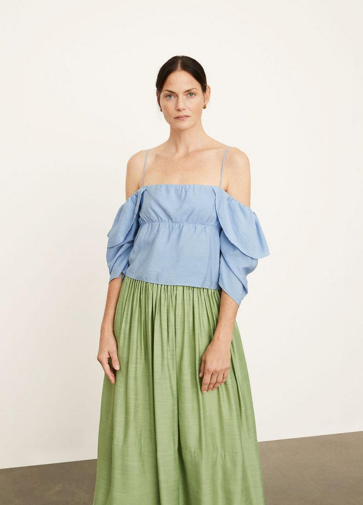 Vince - Paneled Off Shoulder Cami in Vista Blue Tops