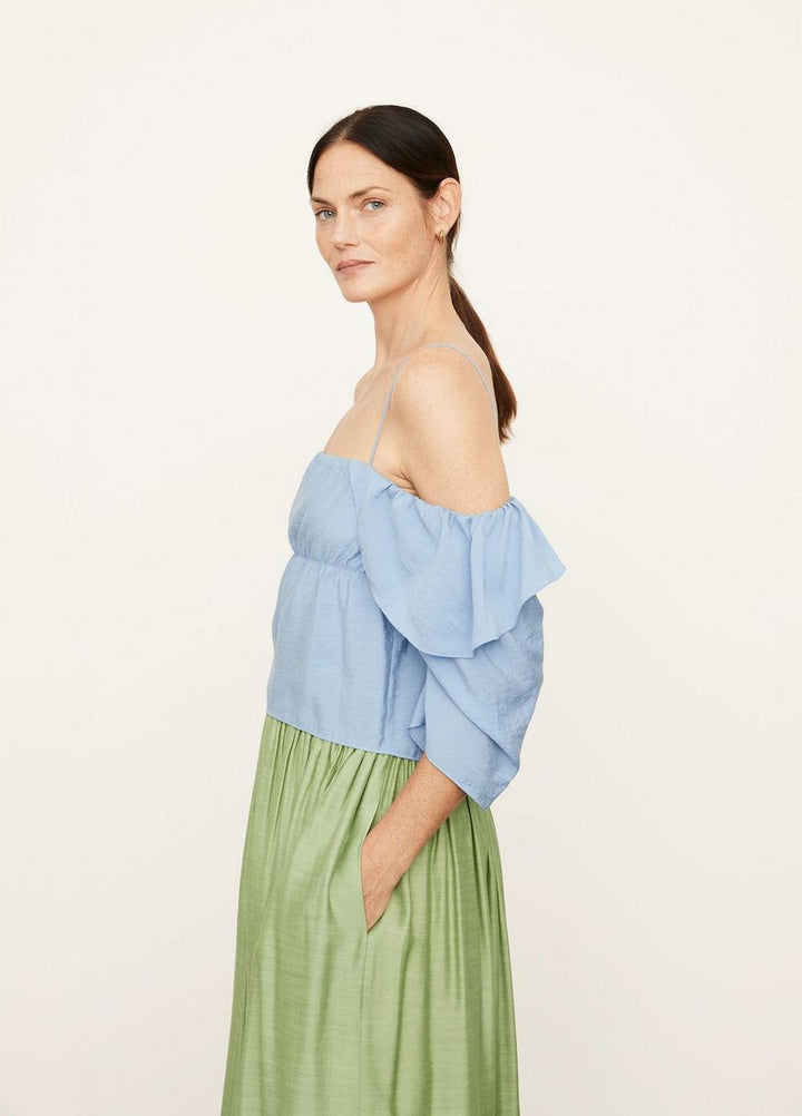 Vince - Paneled Off Shoulder Cami in Vista Blue Tops