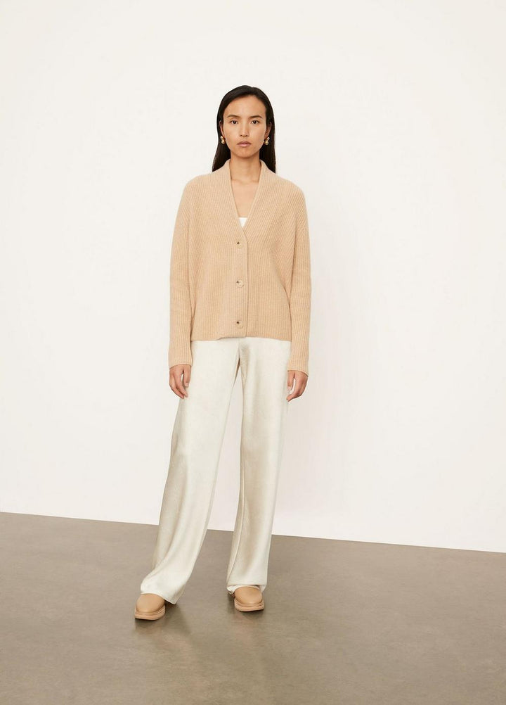 Vince - Raised Collar Cardigan in Light H Brass Cardigans