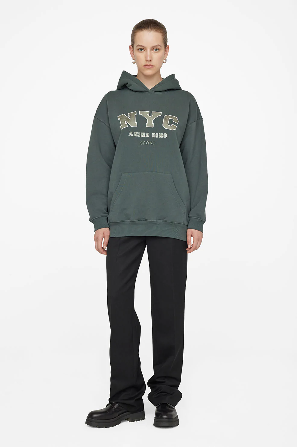 Anine Bing - Vincent Hoodie NYC in Charcoal Green