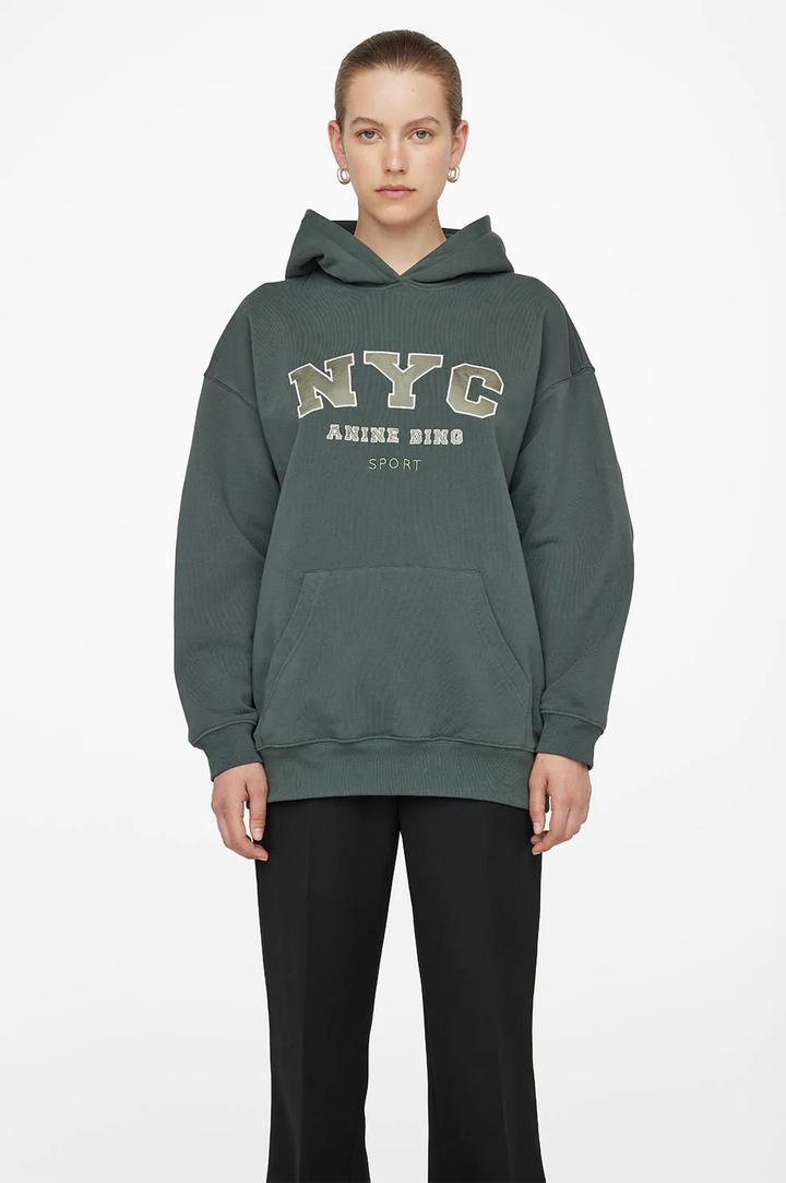 Anine Bing - Vincent Hoodie NYC in Charcoal Green