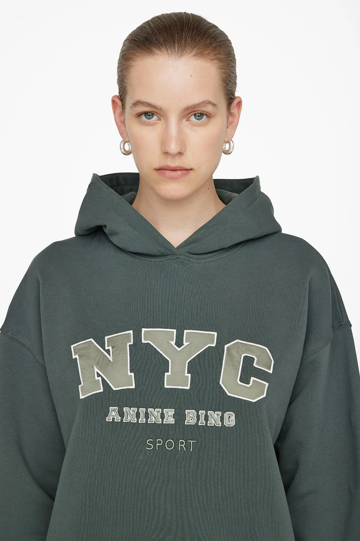 Anine Bing - Vincent Hoodie NYC in Charcoal Green