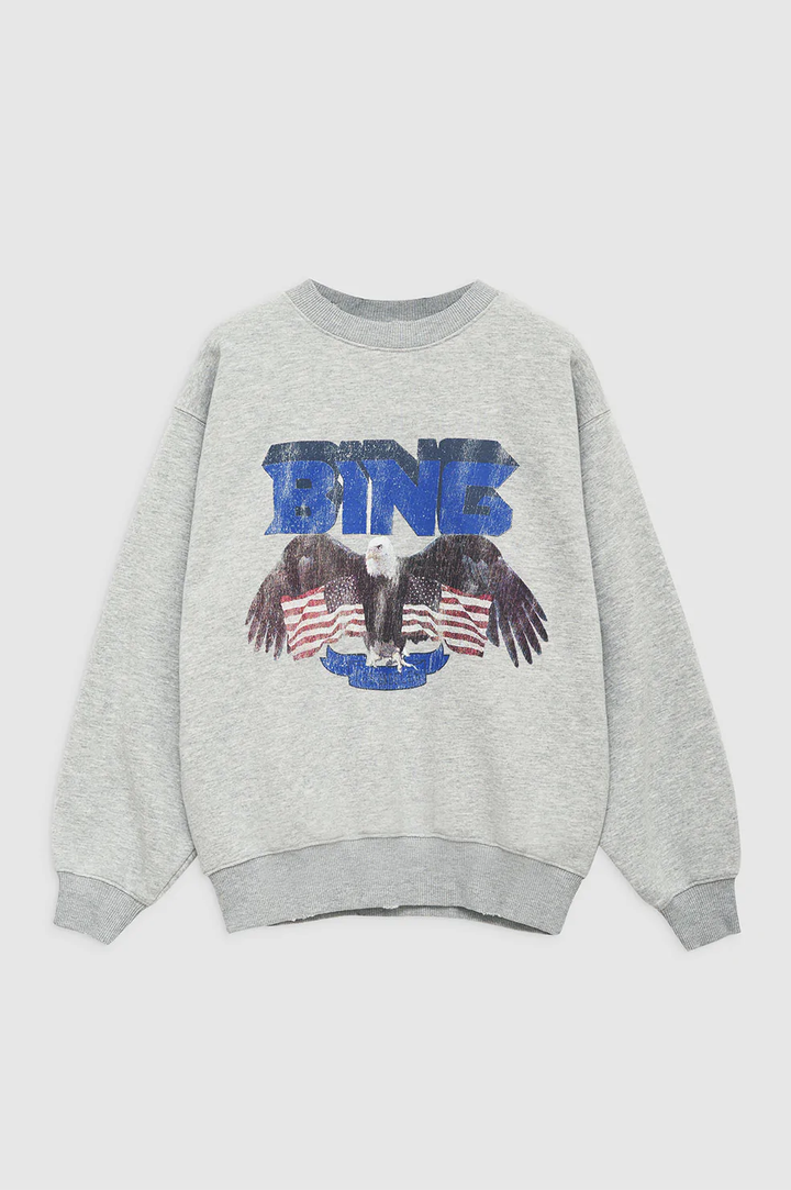Anine Bing - Vintage Bing Sweatshirt in Heather Grey w/ Blue