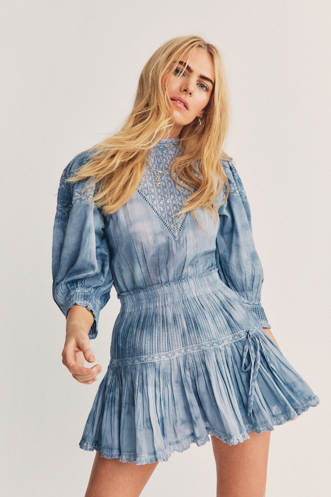 love shack fancy denim dress Gap x LoveShackFancy + Gap LoveShackFancy Denim Tiered Midi Dress with Washwell