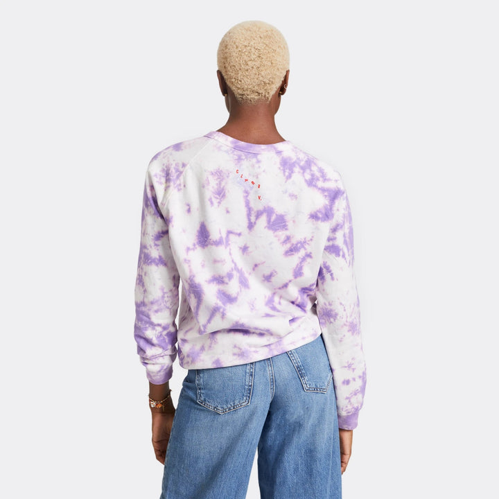 Clare V. - Sweatshirt in Violet Tie Dye w/ Poppy Lips
