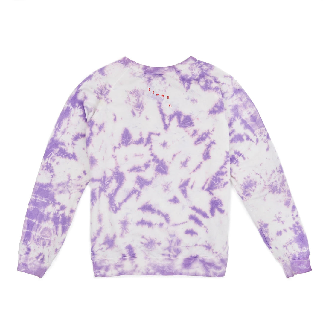 Clare V. - Sweatshirt in Violet Tie Dye w/ Poppy Lips
