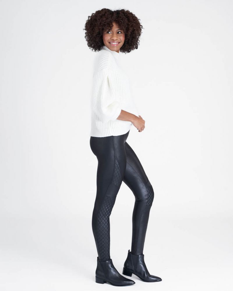 Spanx - Quilted Faux Leather Legging in Very Black