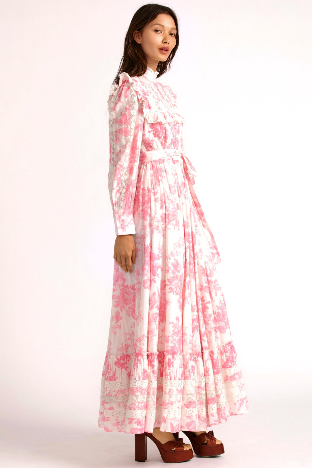 Love Shack Fancy - Wainscott Dress in Cotton Pink Cream