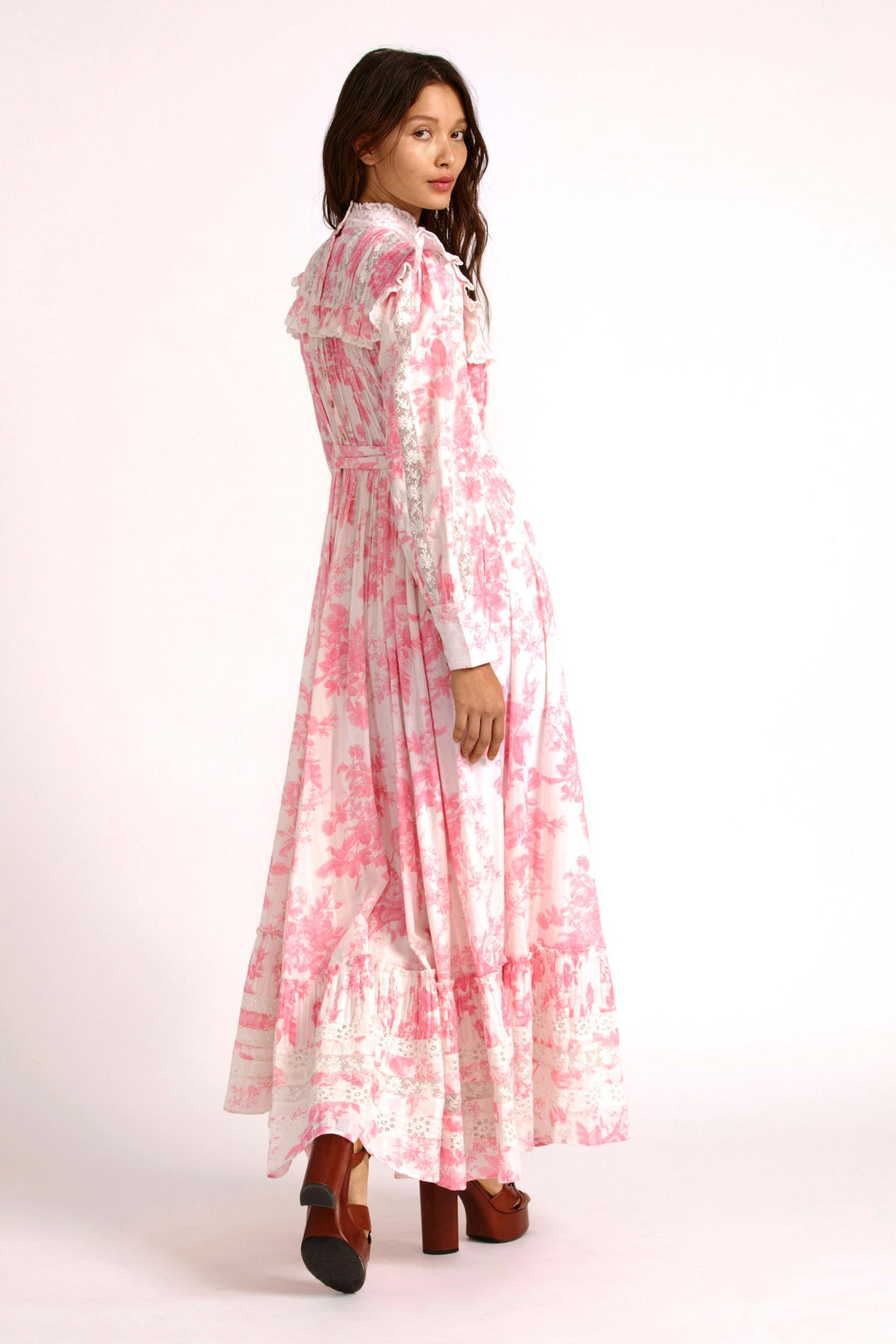 Love Shack Fancy - Wainscott Dress in Cotton Pink Cream
