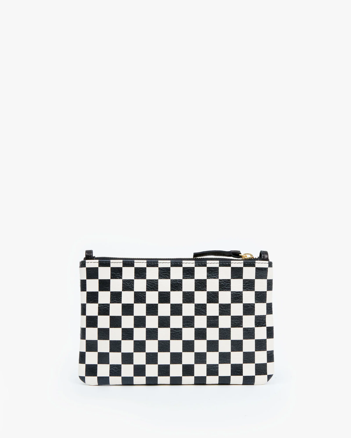 Clare V. - Wallet Clutch with Tabs in Cream Goat with Black Checkers