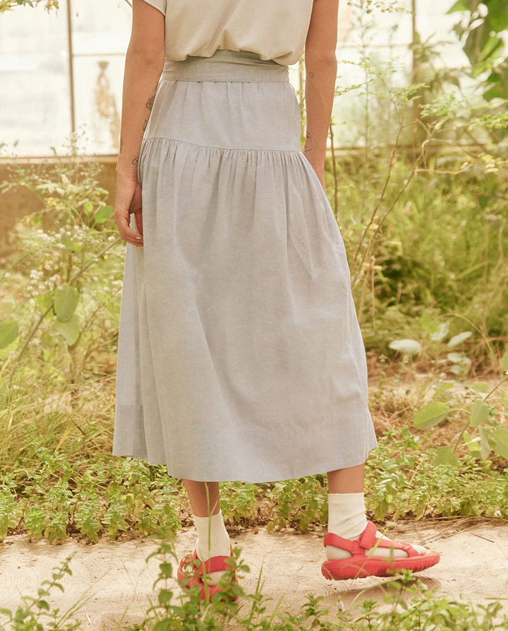 The Great - The Waltz Skirt In Light Chambray