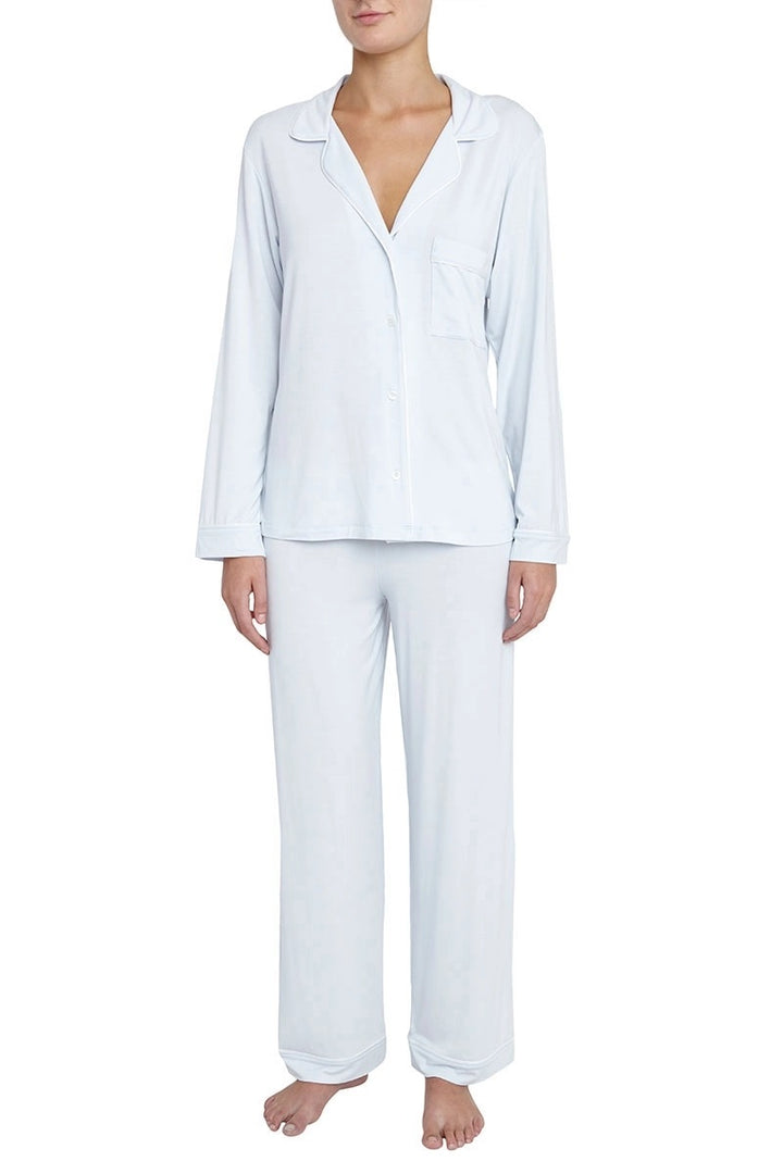 Eberjey - Gisele Long PJ Set in Water Blue/White