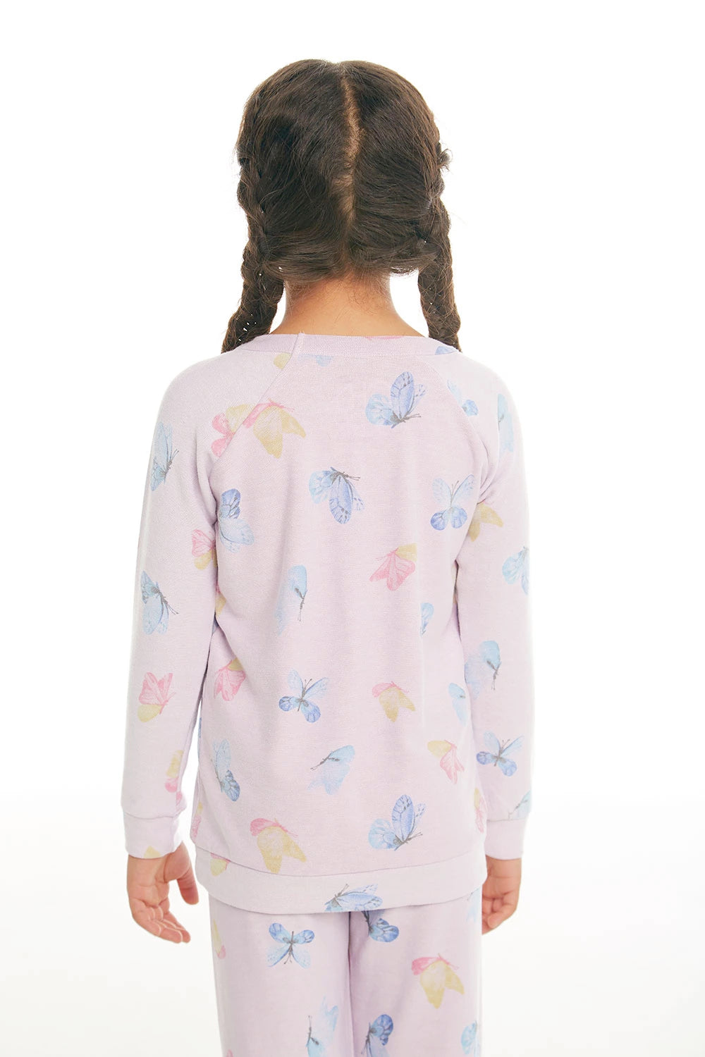 CHASER KIDS - Girls Cozy Knit Raglan Pullover "Watercolor Butterflies"