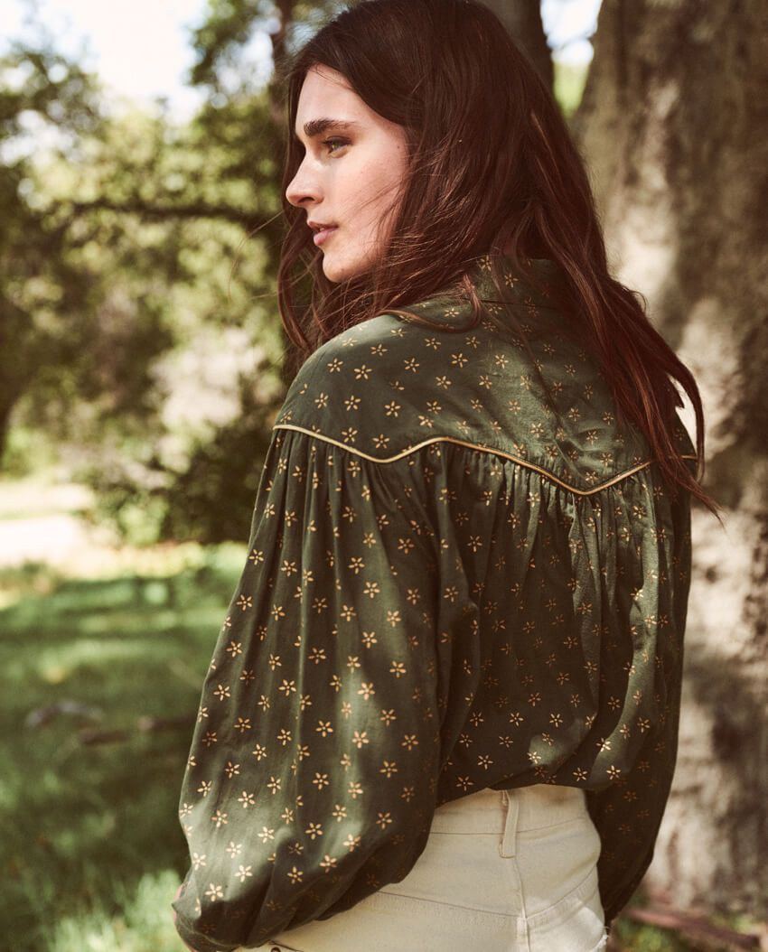 The Great - The Westerner Top in Army w/ Gold Stamp