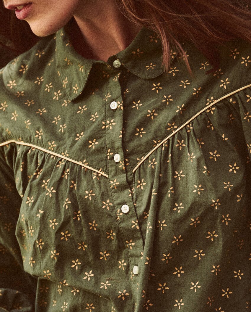 The Great - The Westerner Top in Army w/ Gold Stamp