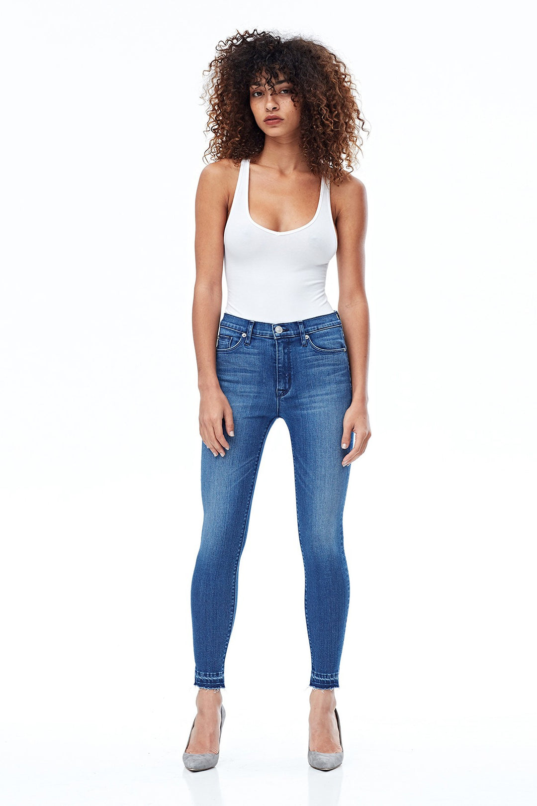 Hudson Barbara High Waist Super Skinny w/ Released Hem in Blue Riot