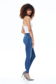 Hudson - Barbara High Waist Super Skinny w/ Released Hem in Blue Riot
