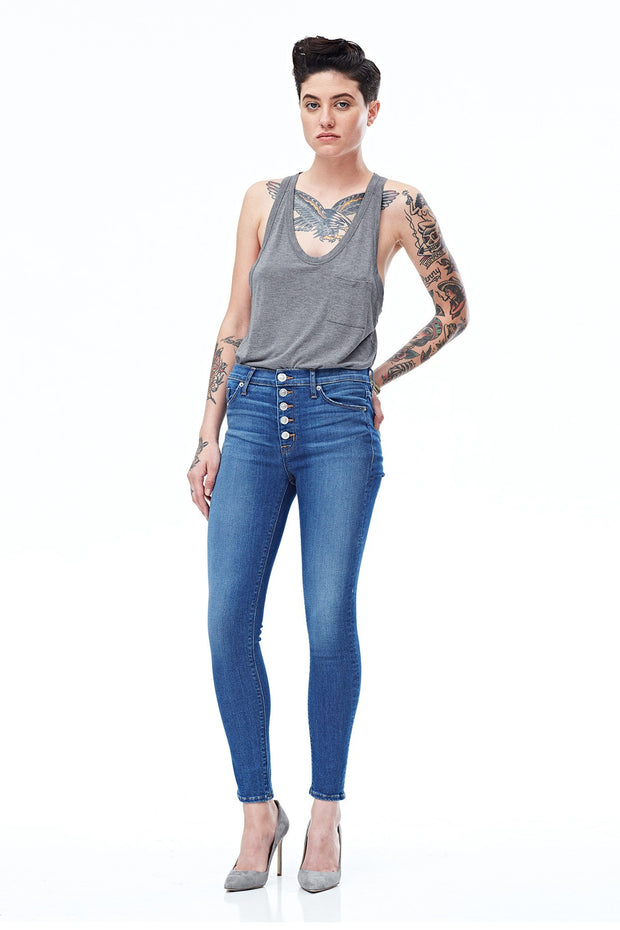 Hudson - Ciara High Rise Ankle Skinny Super Skinny Buttonfly in Rumors