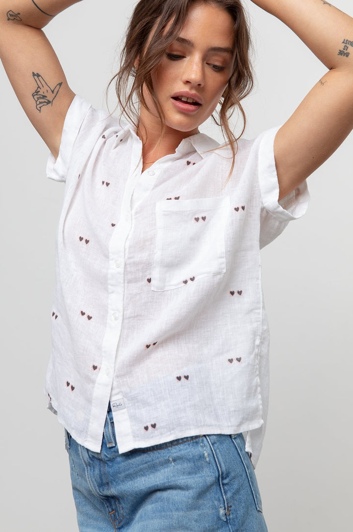 RAILS - Whitney Short Sleeve Button Down in White Heart Sunnies