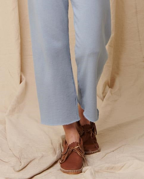 The Great - Wide Leg Cropped Sweatpant in Powder Blue