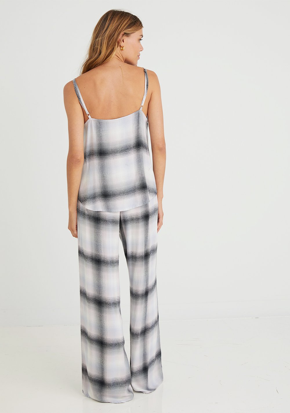 Bella Dahl - Wide Leg Pant in Lilac Ombre Plaid