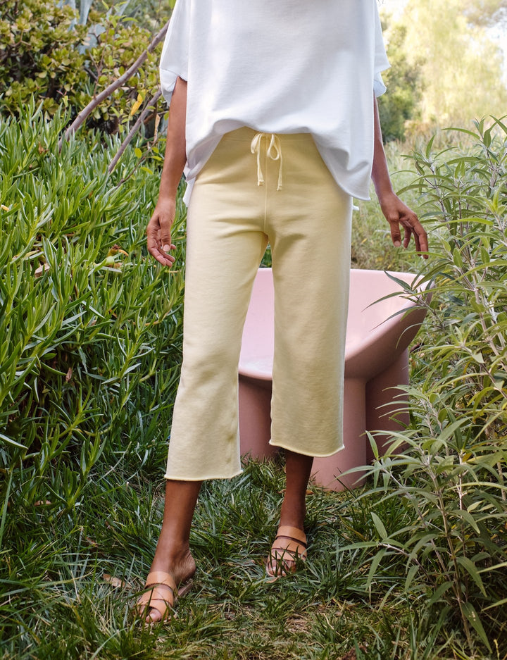 Frank & Eileen - Cropped Wide Leg Sweatpant in Canary Yellow
