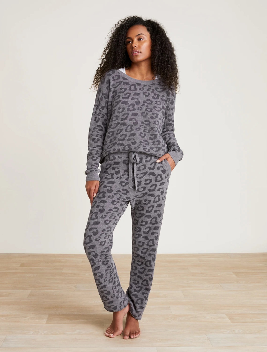 Barefoot Dreams - CozyChic Ultra Lite Barefoot in the Wild Track Pant in Graphite-Carbon