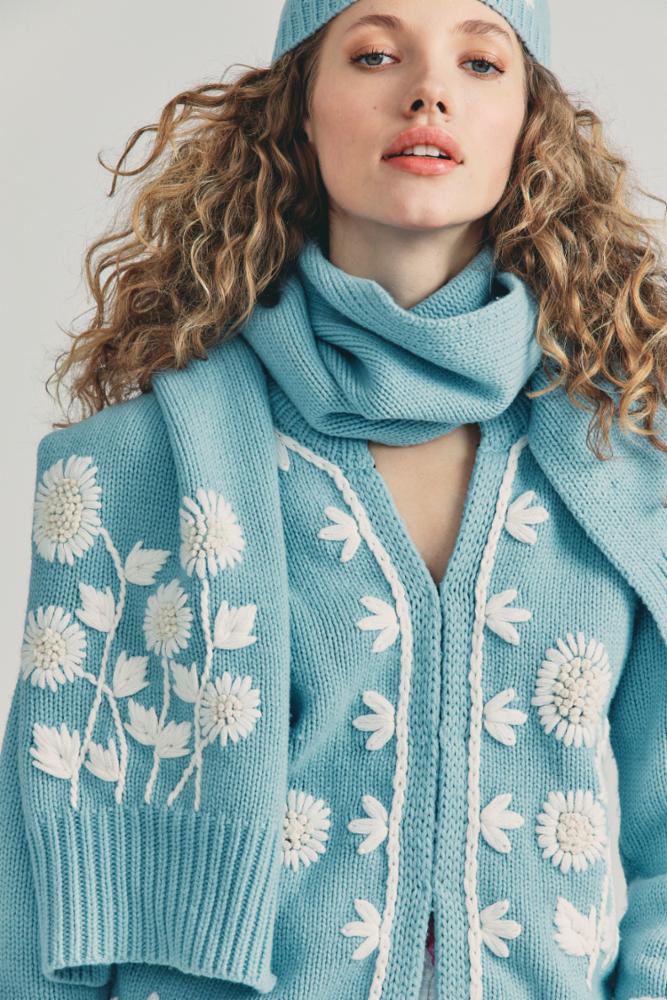 Love Shack Fancy - Wolfie Scarf in Cornflower Blue