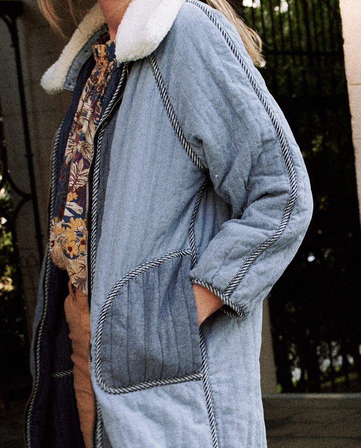 The Great - The Woodsman Coat in Sierra Wash with Cream Sherpa Jacket