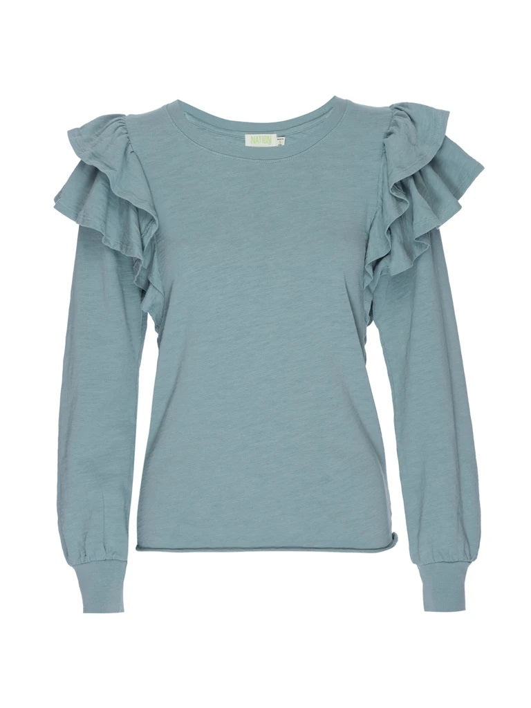 Nation LTD - Xenia Ruffle Sleeve Tee in Open Air