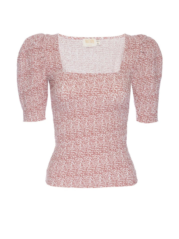 Nation LTD - Zandra Smocked Party Tee in Blushing Cheetah