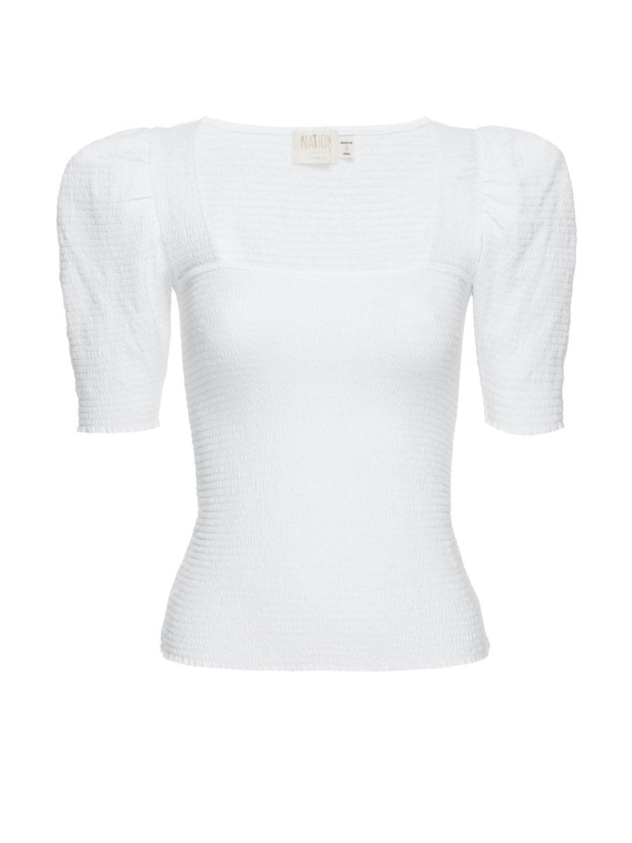 Nation LTD - Zandra Smocked Party Tee in White