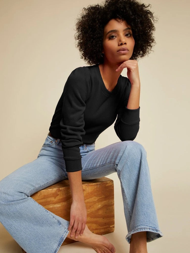 Nation LTD - Zarina Princess Sleeve Sweatshirt in Jet Black