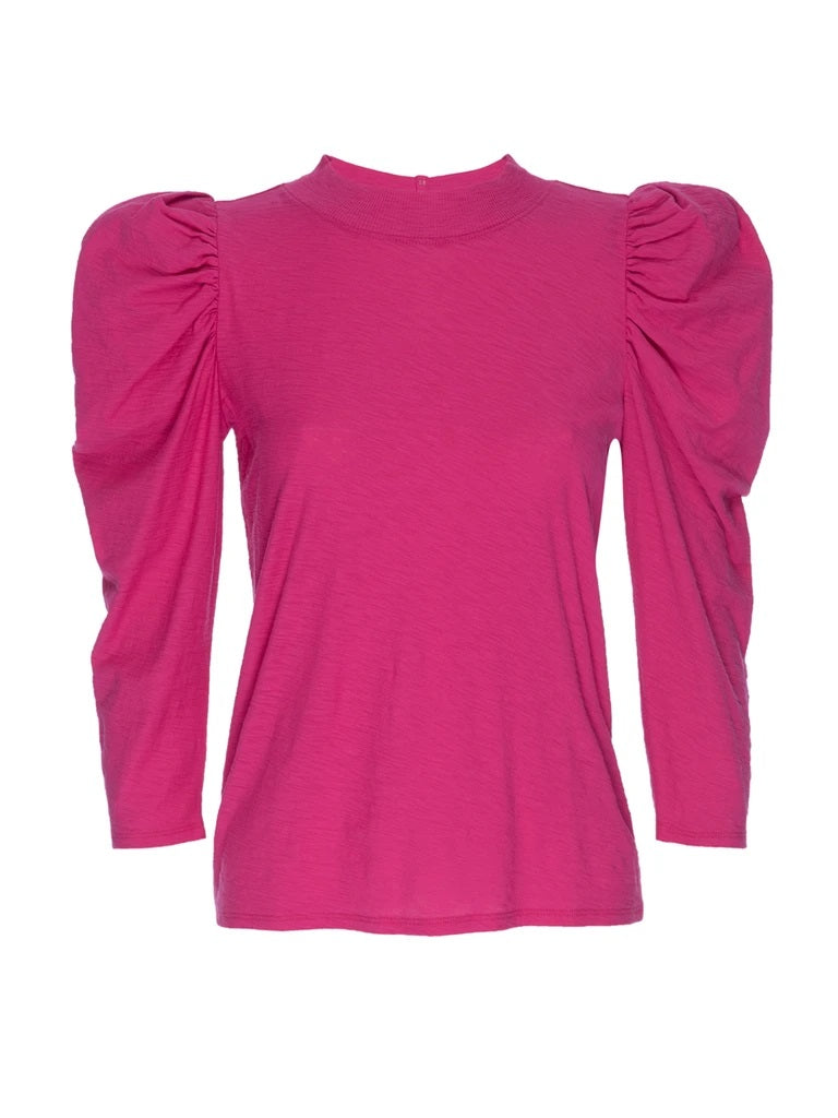 Nation LTD - Zeta Snap Back Mock Neck Tee in Barbie