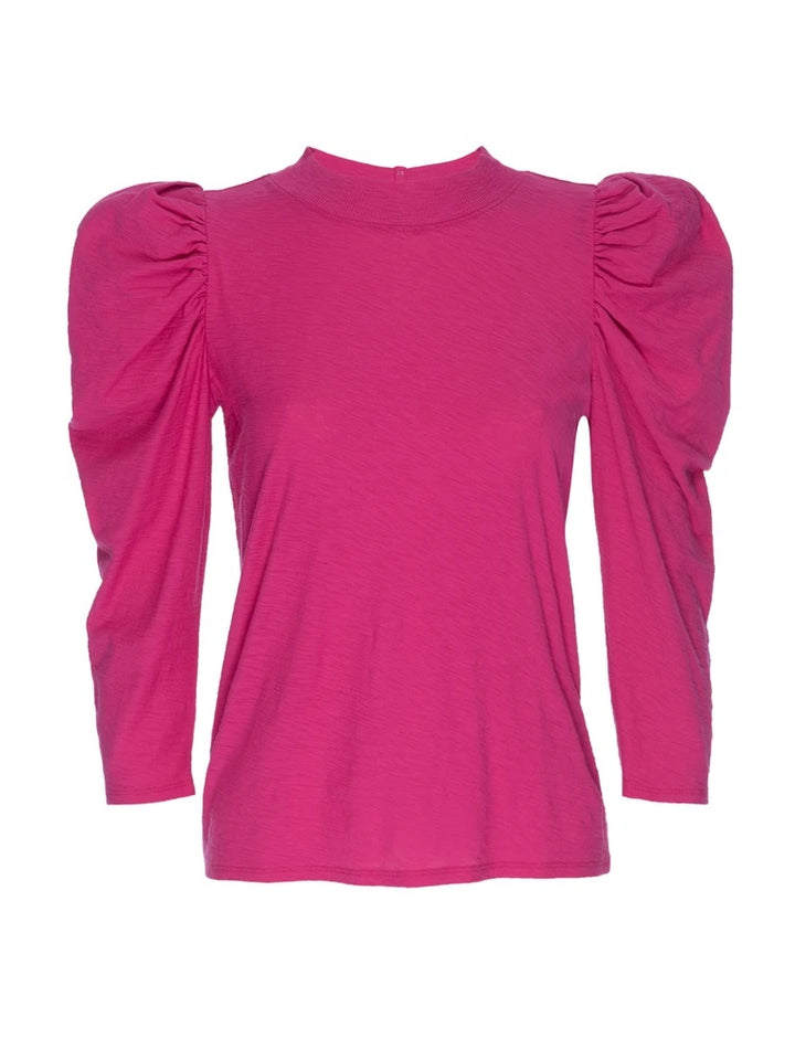 Nation LTD - Zeta Snap Back Mock Neck Tee in Barbie